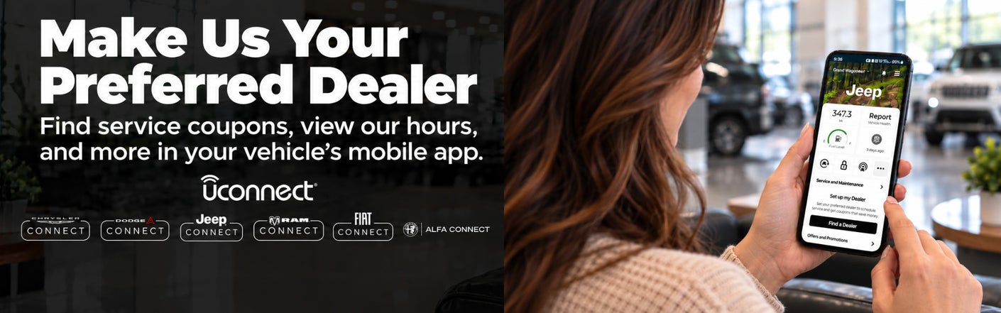 uconnect® make us your preferred dealer | Performance Chrysler Jeep Dodge Ram Delaware in Delaware OH